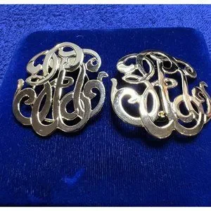 Script Brooch Vintage | Jewelry | 97s Vintage Set Of 2 Monogramstyle Intertwined ...